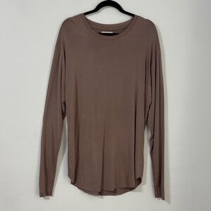 Tribe Kelley Brown Bamboo Knit Long Sleeve Top Cozy‎ Minimalist Luxe Layering